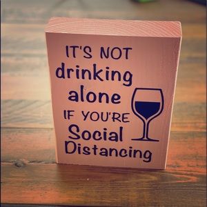 Coral Pastel Social Distancing Wood Block